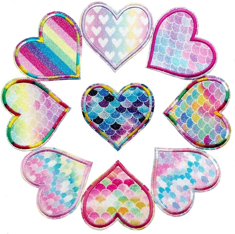 Tianyingおしゃれアイロンハート ワッペン アップリケ 可愛い刺繍ワッペン お得なキャンペーンを実施中 装飾パッチ ハートワッペン 18枚セット 入学マーク Diy服補修
