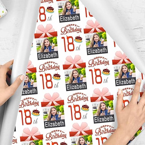 Miniatura 10 de Papel de regalo personalizado, divertido papel de regalo para cara, foto, nombre, Día del Padre, rollo de regalo para papá, hombres, mujeres, niños,