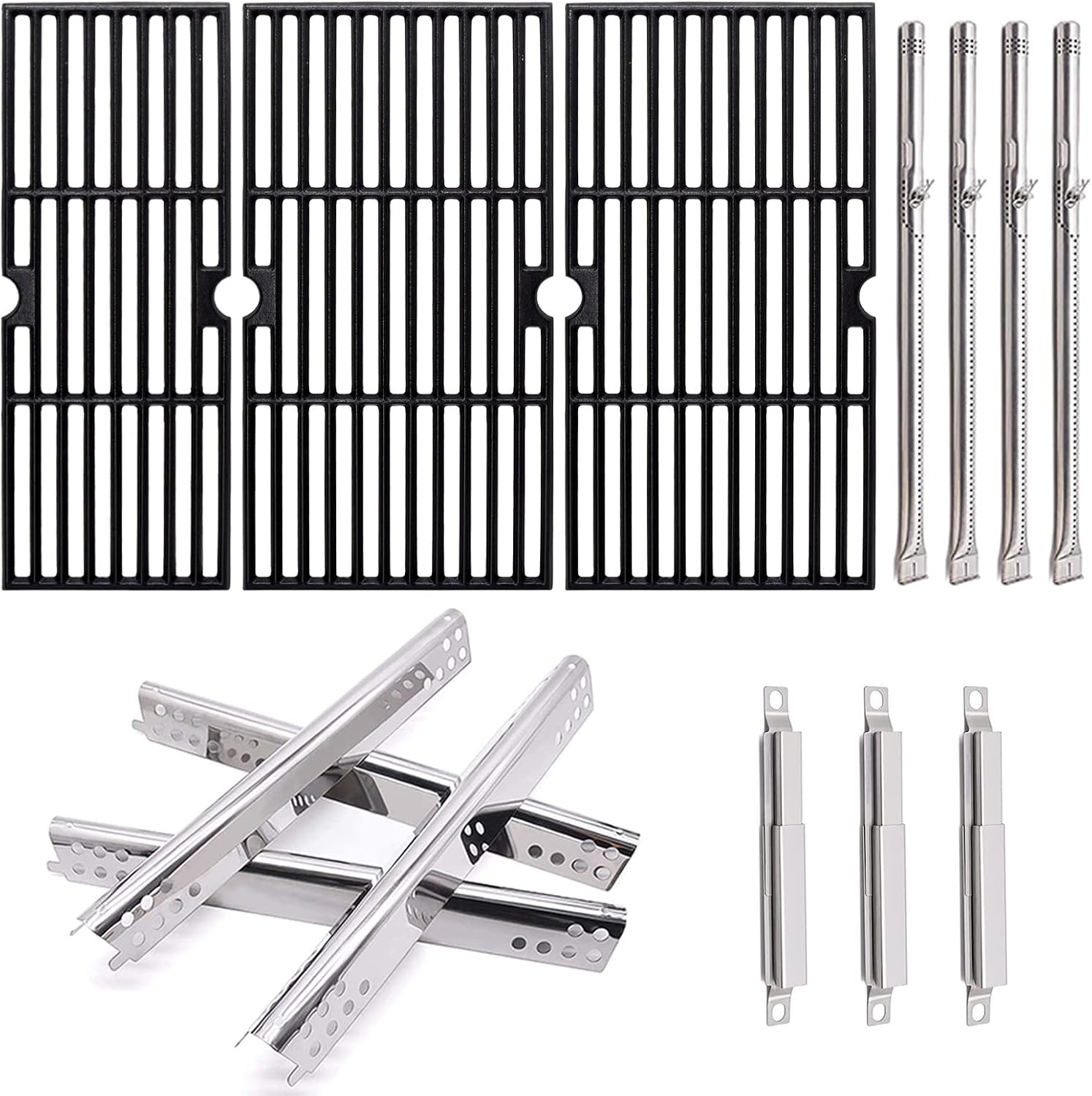 Adviace Grill Replacement Parts for Charbroil Performance 4 Burner 463347017, 463335517, 463377319, 463376017, Grill Grates, Heat Plates, Burner Tubes, Crossover Tubes for Char-Broil G470-0002-W1.