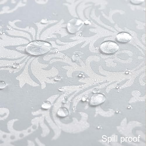 Miniatura 5 de Mantel Rectangular - Manteles Blancos de Jacquard de 60 x 102 Pulgadas con Diseño Damasco, Resistente a Derrames, Resistente a Arrugas, Resistente