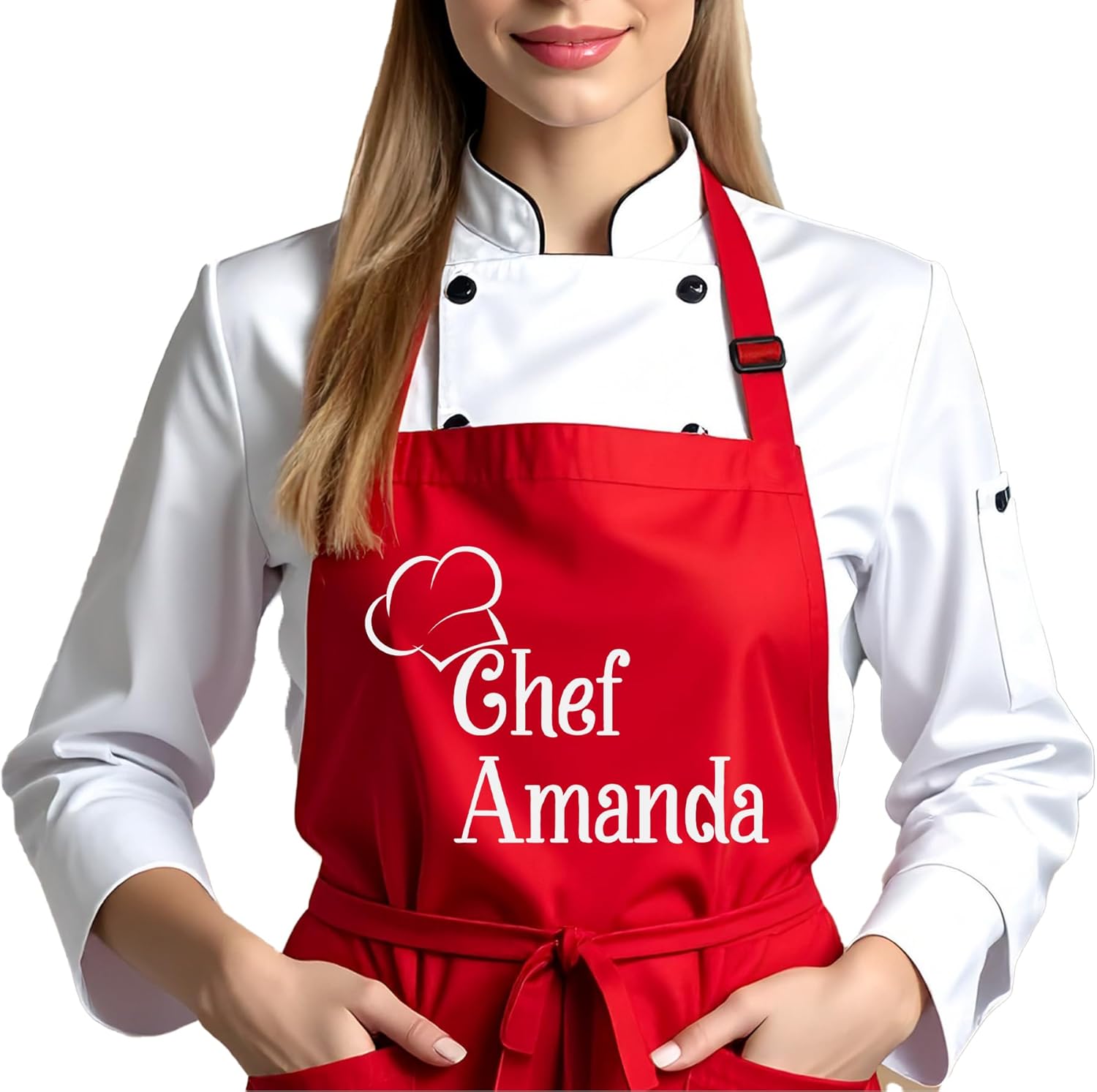 Chef Apron with Custom Name, Personalized Gifts for Men, Gifts for Women, Aprons for Women with Pockets, Valentines Day Gifts, Father's Day Gifts, Christmas Gifts, Anniversary, Mother's Day Gifts - Image 2