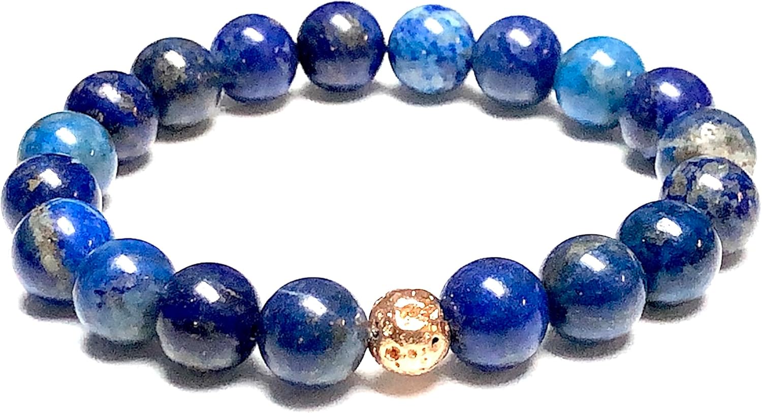 Lapis Lazuli and Lava Rock Stretch Bracelet, Sagittarius & Capricorn Birthstone, Third Eye Chakra, Insight and Enlightenment Stone