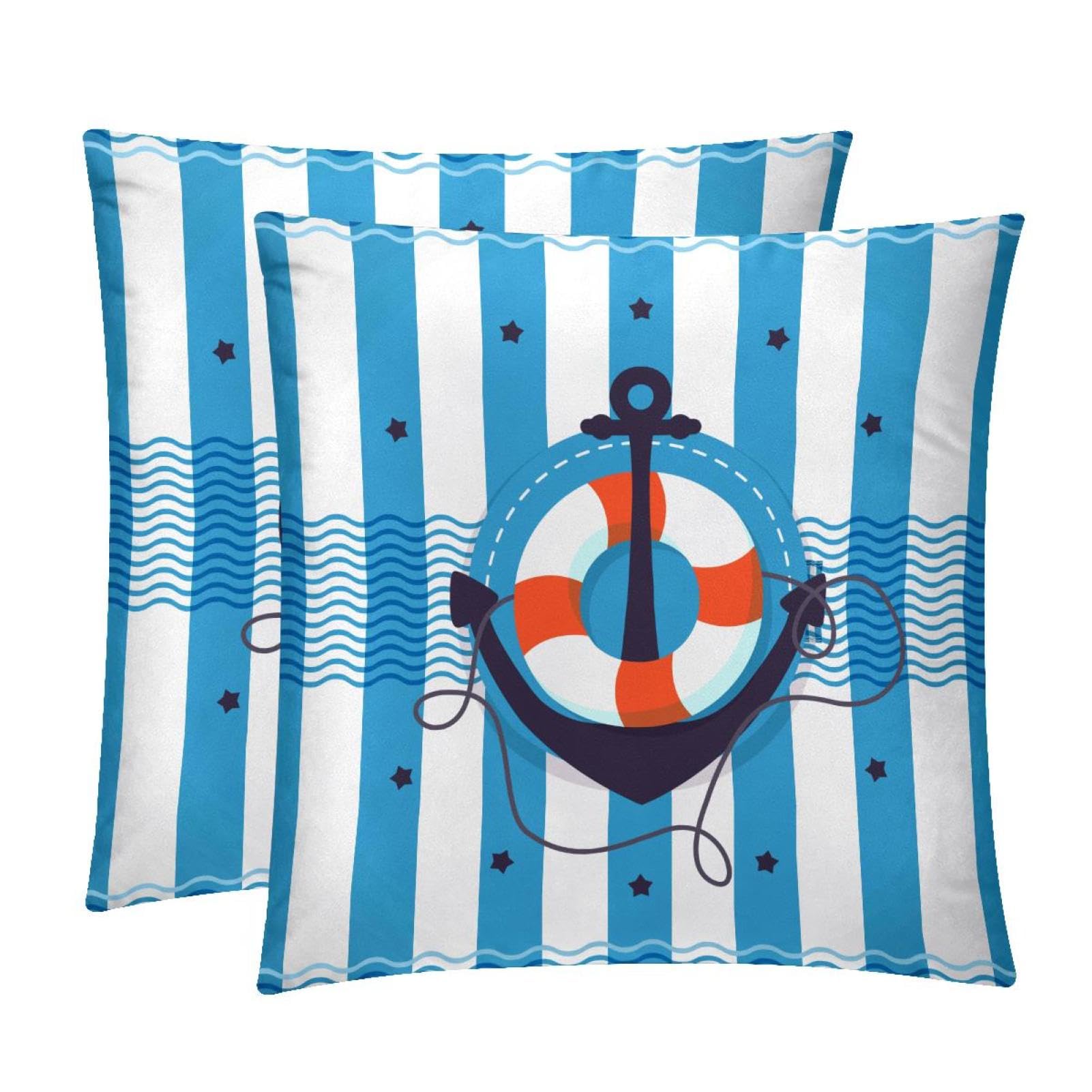 TDGKPZ Sailing Stripe Throw Pillow Covers 2 Pack Pillowcases Soft Cozy Pillow Cases For Couch Bed Sofa 45x45cm