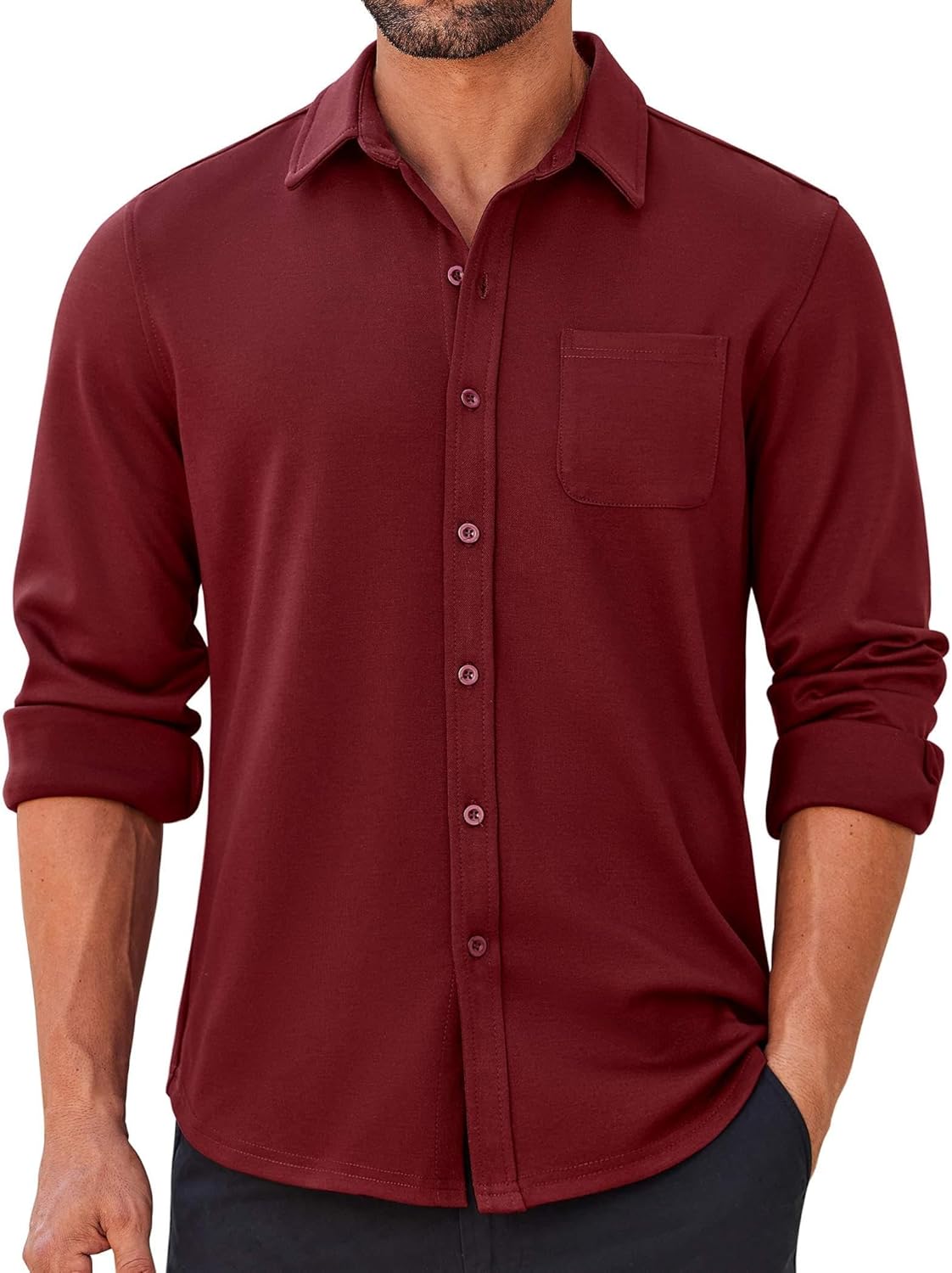 COOFANDY Mens Long Sleeve Wrinkle Free Shirts Casual Button Down Stretch Dress Shirt with Pocket