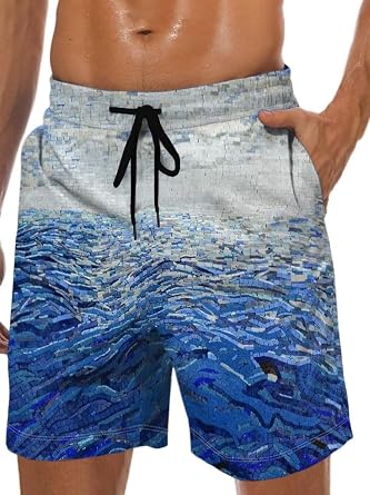 Lzzidou Mens Swim Trunks Mesh Lining Board Shorts Hawaiian Bathing Suit