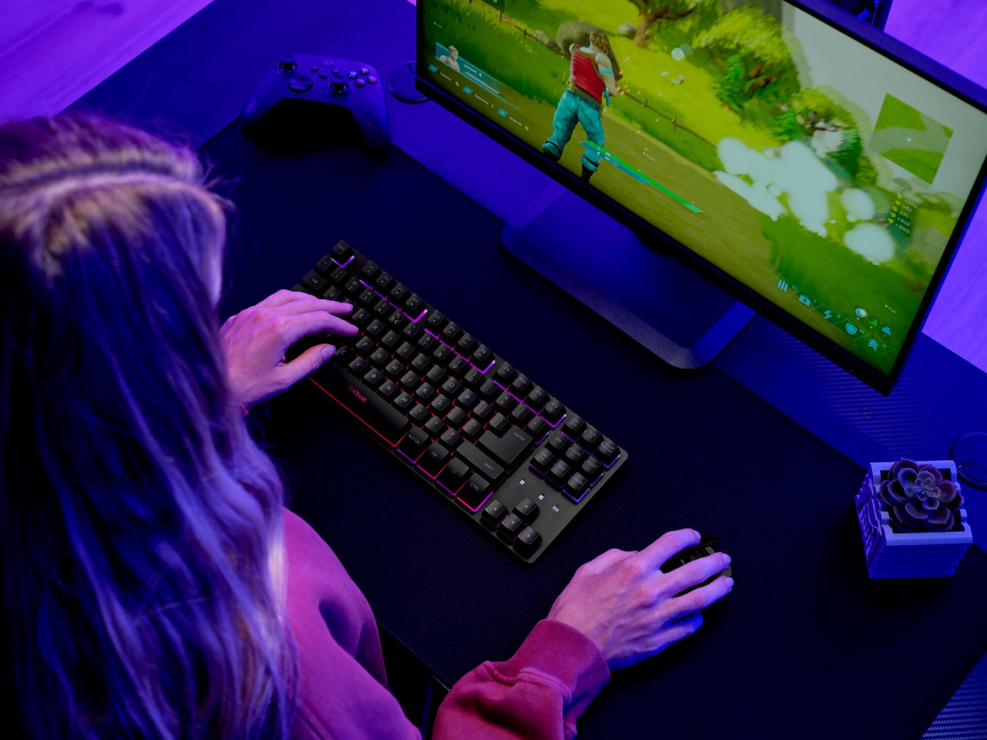 GXTrust Dothix Clavier sans Fil TKL 80%, Layout AZERTY Français, Noir | Éclairage RGB LED, Clavier Gamer Rechargeable 2.4GHz, Batterie 420 Heures pour Windows, Mac, PC, Ordinateur