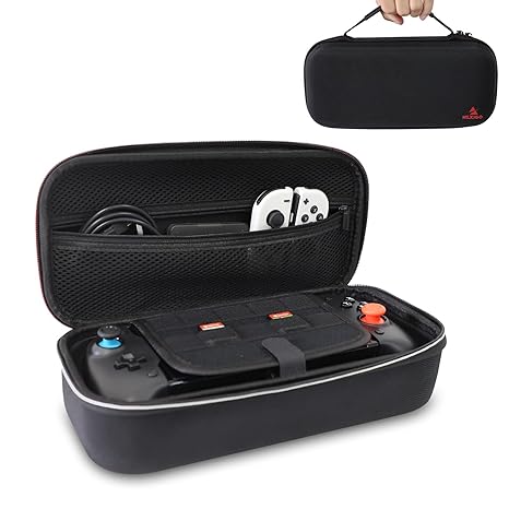 NexiGo Switch Controller Carrying Case for Nintendo Switch, Game Storage Case with 10 Game Card Holders, Compatible with Gripcon, Joy-Cons and Accessories