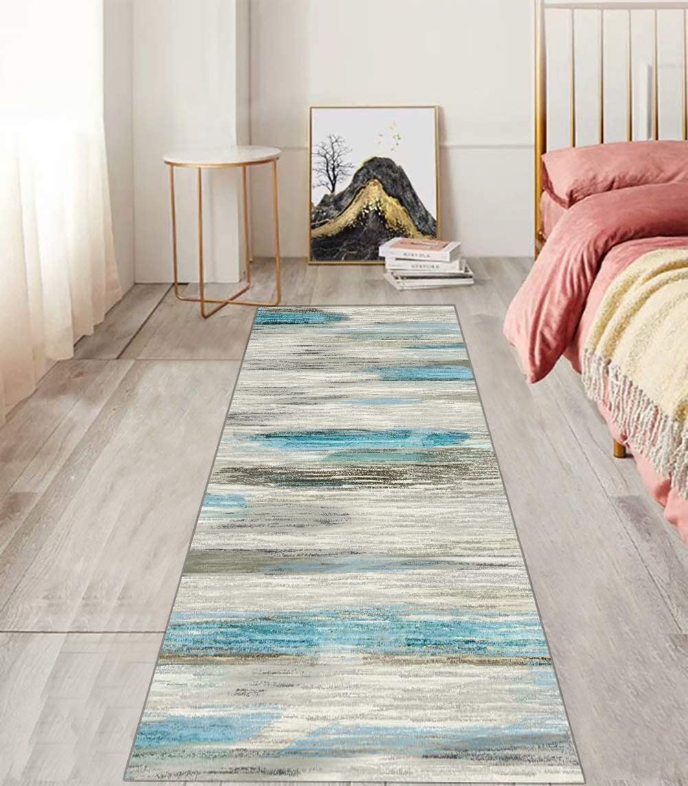 Fowocu Küchenmatte – Rutschfester, Waschbarer Teppich Für Küche, Flur & Bad In Grau-blau, 60x122 Cm