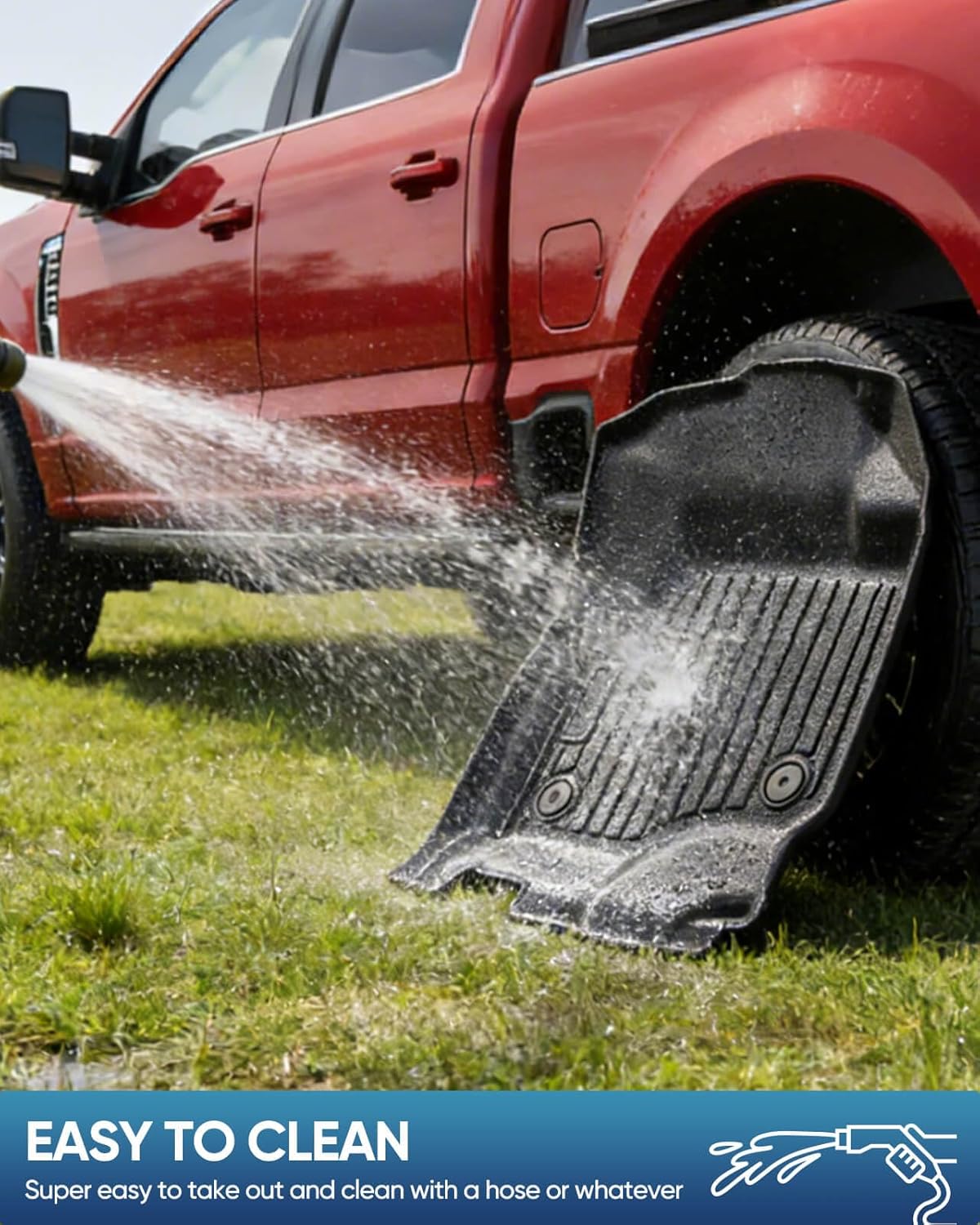 Front Floor Mats for Ford F-250/F-350/F-450 2017-2025 SUPERCREW & SUPERCAB ONLY, Fit for Factory Vinyl Flooring ONLY, TPE All Weather Custom Fit Floor Liners for Ford Super Duty Accessories