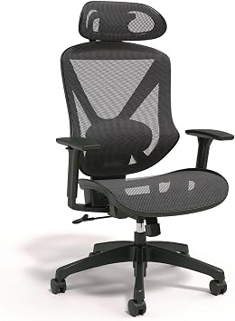 Alera Taunton Ergonomic Mesh Swivel Office Task Chair, Adjustable Seat, Arms, Headrest, Supports Up to 275 lb, Black