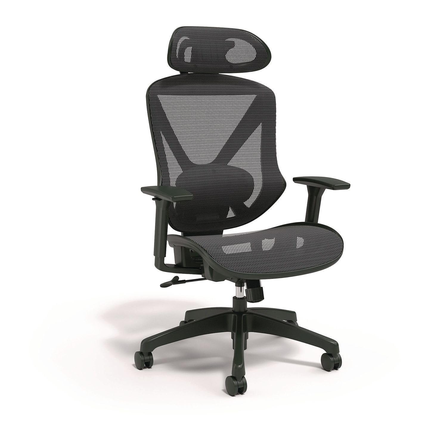 Alera Taunton Ergonomic Mesh Swivel Office Task Chair, Adjustable Seat, Arms, Headrest, Supports Up to 275 lb, Black