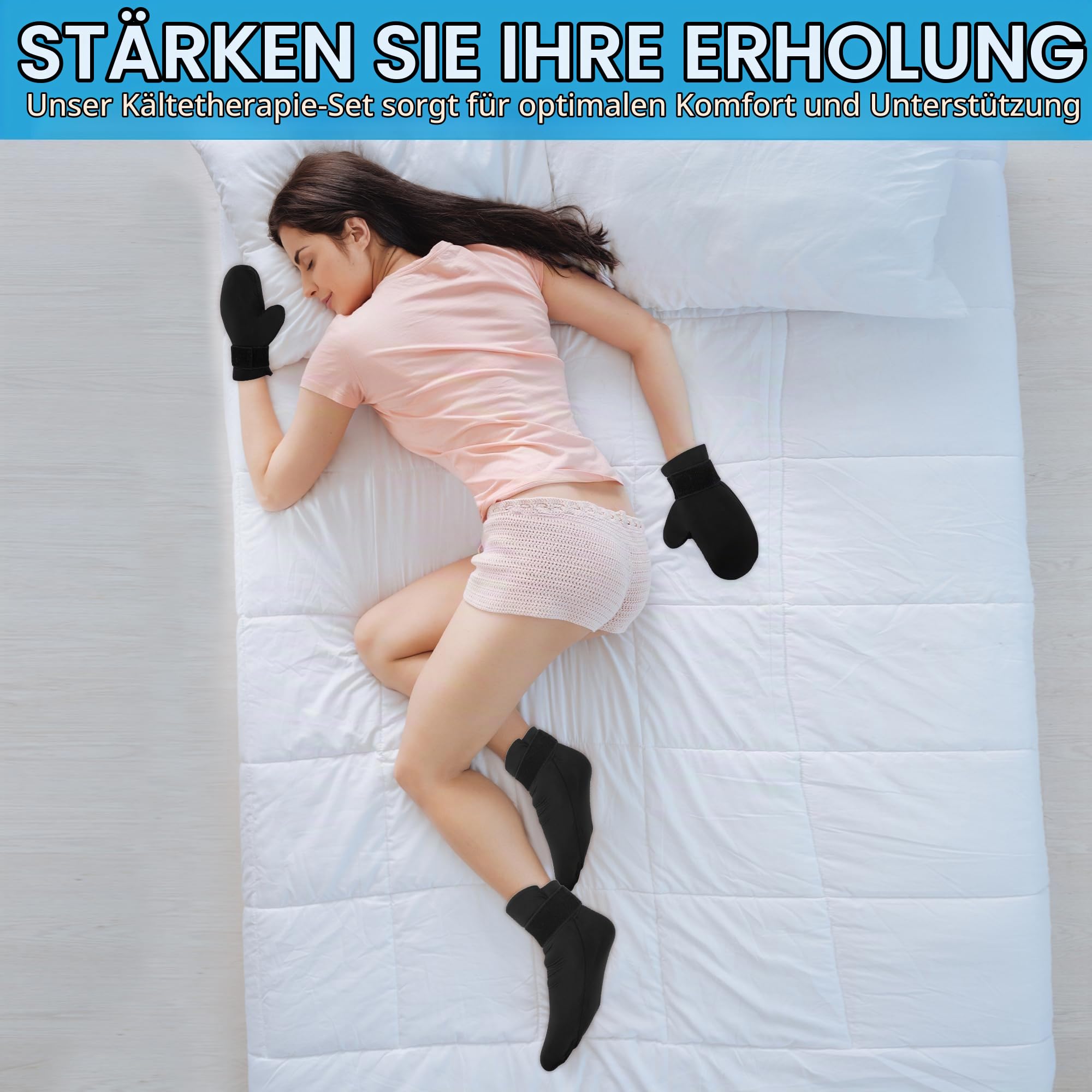 Kältetherapie-Set von Tilcare - Wiederverwendbare Gel-Fußkühlpackungen, Kältekappe und Eis-Handschuhe für Chemotherapie-Neuropathie - Chemo-Pflegepaket für Frauen & Männer