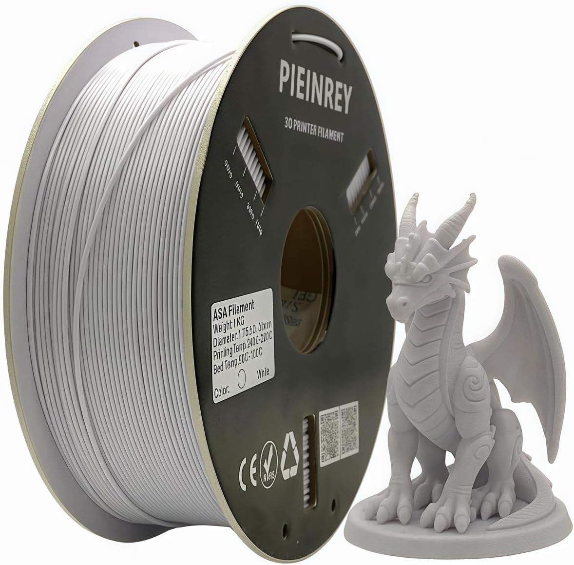 ASA Filament 1.75mm White, High UV & Heat & Weather Resistant Filament - ASA 3D Filament Perfect for Printing Outdoor Functional Parts, Dimensional Accuracy +/- 0.02mm,1KG