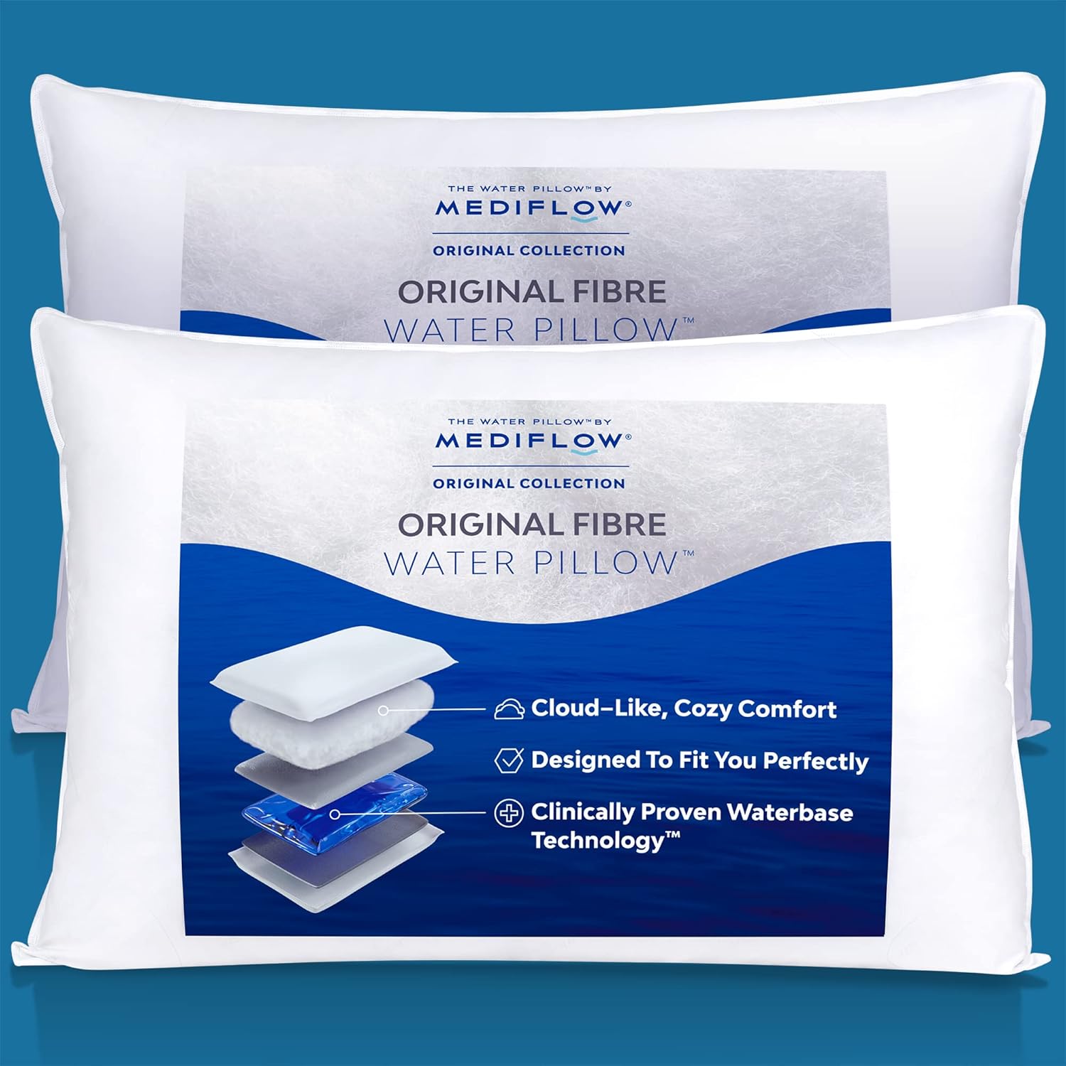 Mediflow Fibre Water Pillow Adjustable Pillow for Neck Pain Relief