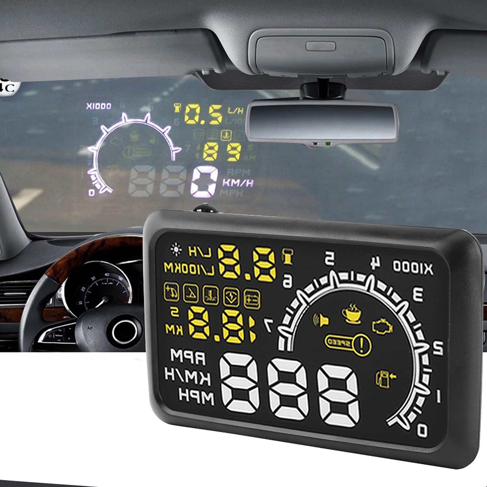 HUD OBDII Universal con Visualización de 5.5 '' El de Advertencia de la Sobrevelocidad para Coches y Camiones Electrónica Automotriz Pantalla del Vehículo