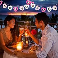 Vista 5 de Mudder Guirnalda de luces de hadas para el día de San Valentín, 10 pies, 20 luces LED de madera con forma de corazón rojo y rosa para San Valentín