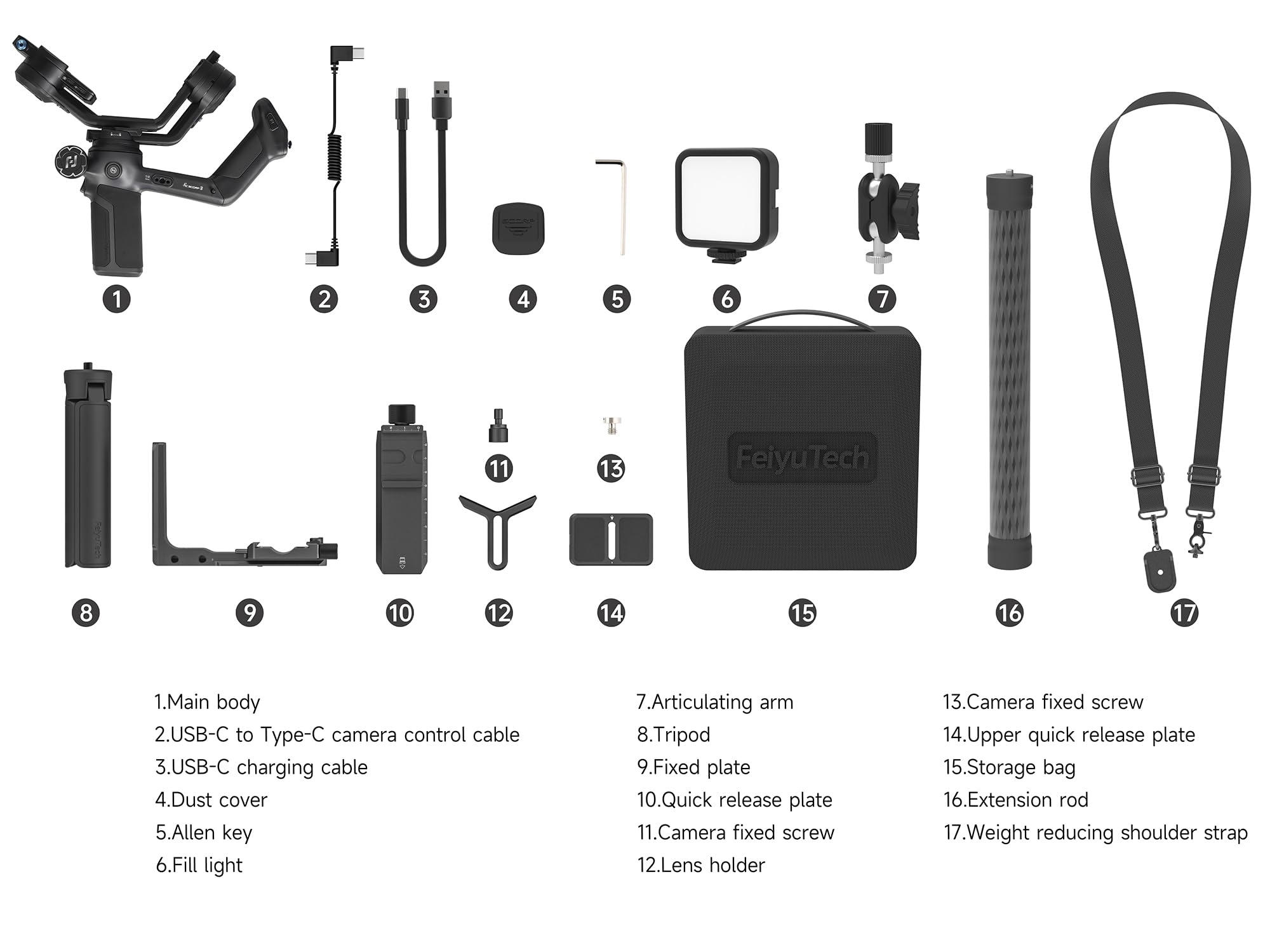 FeiyuTech SCORP 3 KIT Gimbal Stabilizer for DSLR and Mirrorless Camera,Built-in AI Tracking,Detachable Handle,3-Axis Gimbal for Sony/Canon/Nikon/Fujifilm, Max 7.721lbs,Touch Screen with Case