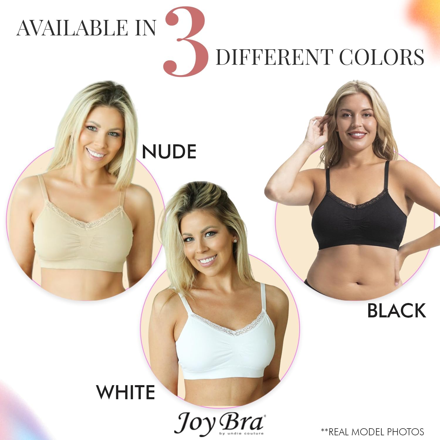 V-Neck Seamless Bra with Lace Trim, Full Coverage Wireless Bras for Women, Adjustable Straps - Image 5