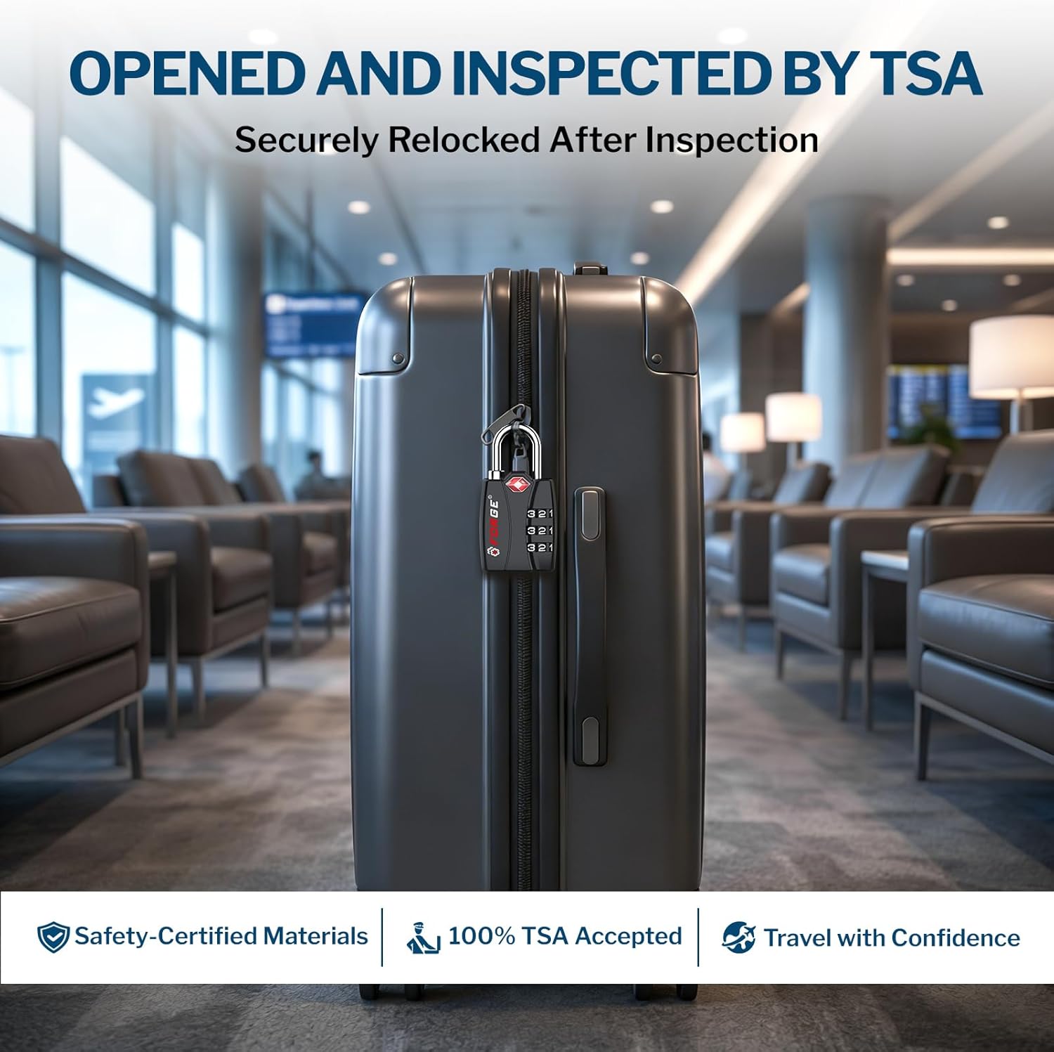 Forge Open Alert TSA Approved Luggage Locks - 3 Digit Combination, Easy Read Dials, Zinc Alloy Body - Ideal Travel Lock for Luggage, Suitcases, Bags & Toolboxes (Black 6 Locks)