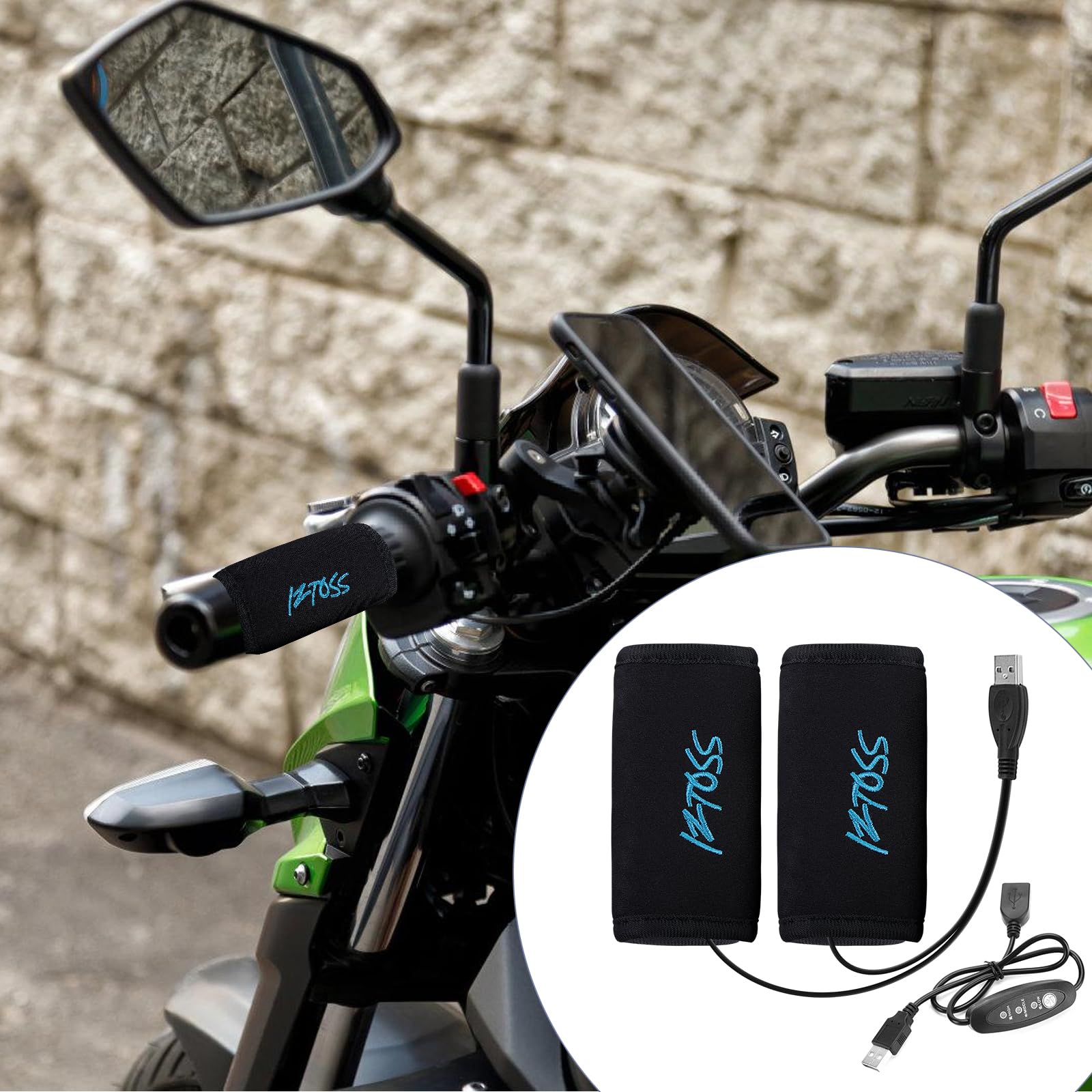 Manopole Riscaldate USB per Moto: 1 Paia Manopole Riscaldanti per Moto E Bicicletta, 5V USB Manopoles Riscaldate Motos, Riscaldamento Motos Grip per Diametro Impugnatura 22-30mm