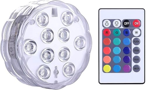 Luces LED sumergibles con control remoto, batería incluida, luz impermeable RGB multicolor cambiante para piscina, base de jarrón, spa, acuario,