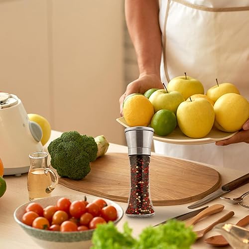 Miniatura 7 de M JINGMEI Juego de molinillo de sal y pimienta, salero y pimienta recargables de acero inoxidable