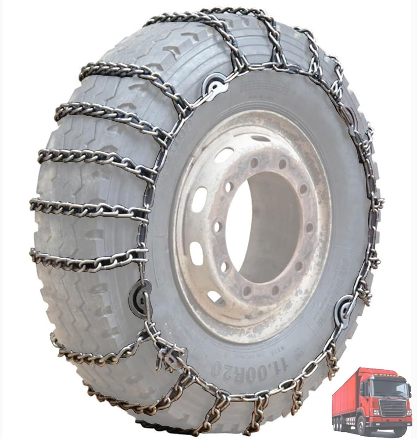 2pcs Snow Chains Tire Chains For Cars Suv Pickup Trucks - Quick Fit AND Easy Installation, Reusable Universal Emergency Traction Snow Chains 215/75R17.5 9mm 11R22.5