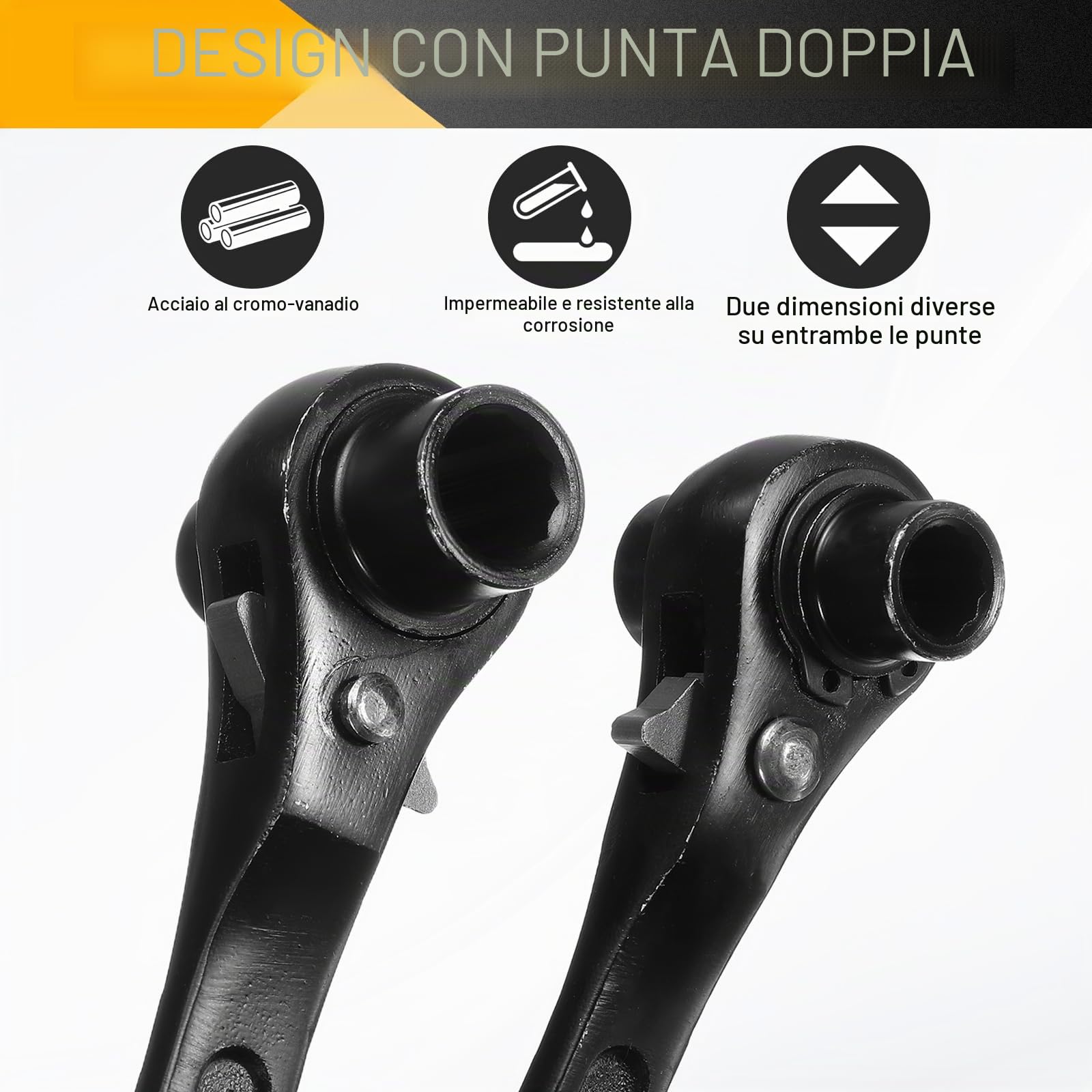 sourcing map Chiave a cricchetto per ponteggi, 13 mm x 17 mm, CR-V, 12 punti, doppia estremità, chiave a cricchetto per ponteggi, strumento per riparazione auto, manutenzione meccanica, nero