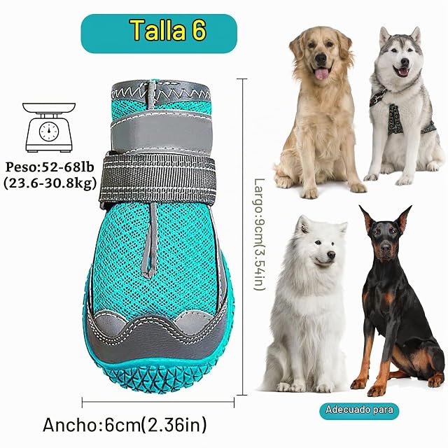 Foto 3 de 8 de Havenfly Zapatos Perro, 4 Pcs Zapatos Respirable para Perros