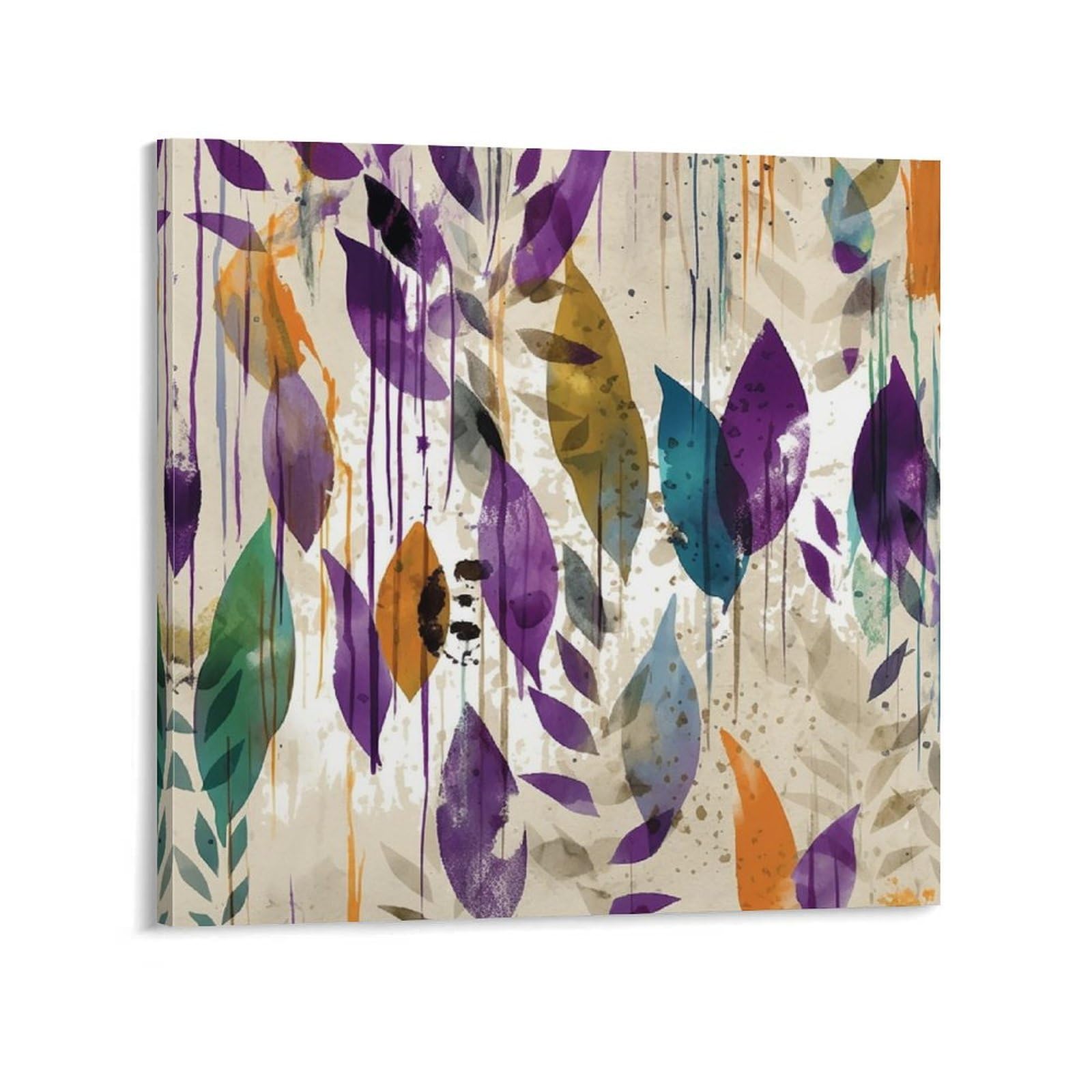 Colored Leaves Canvas Wall Art for Bedroom 20x20inch(50x50cm) Canvas Prints Artwork for Walls Modern Picture Artwork Painting for Living Room Aesthetic Wall Paintings for Bathroom Kitchen Office Decor
