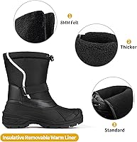 Vista 4 de FREE SOLDIER Botas de nieve para hombre, impermeables, aisladas, antideslizantes, con forro extraíble