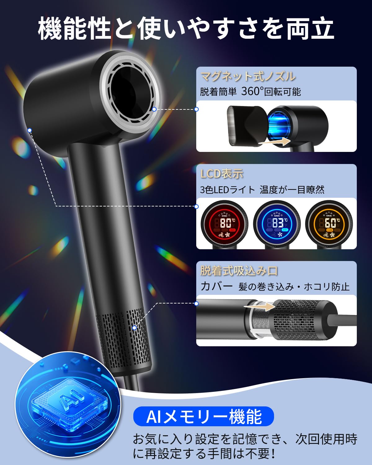 Amazon | RUNCTY ヘアドライヤー 大風量【温冷リズム・30S速乾】1300W