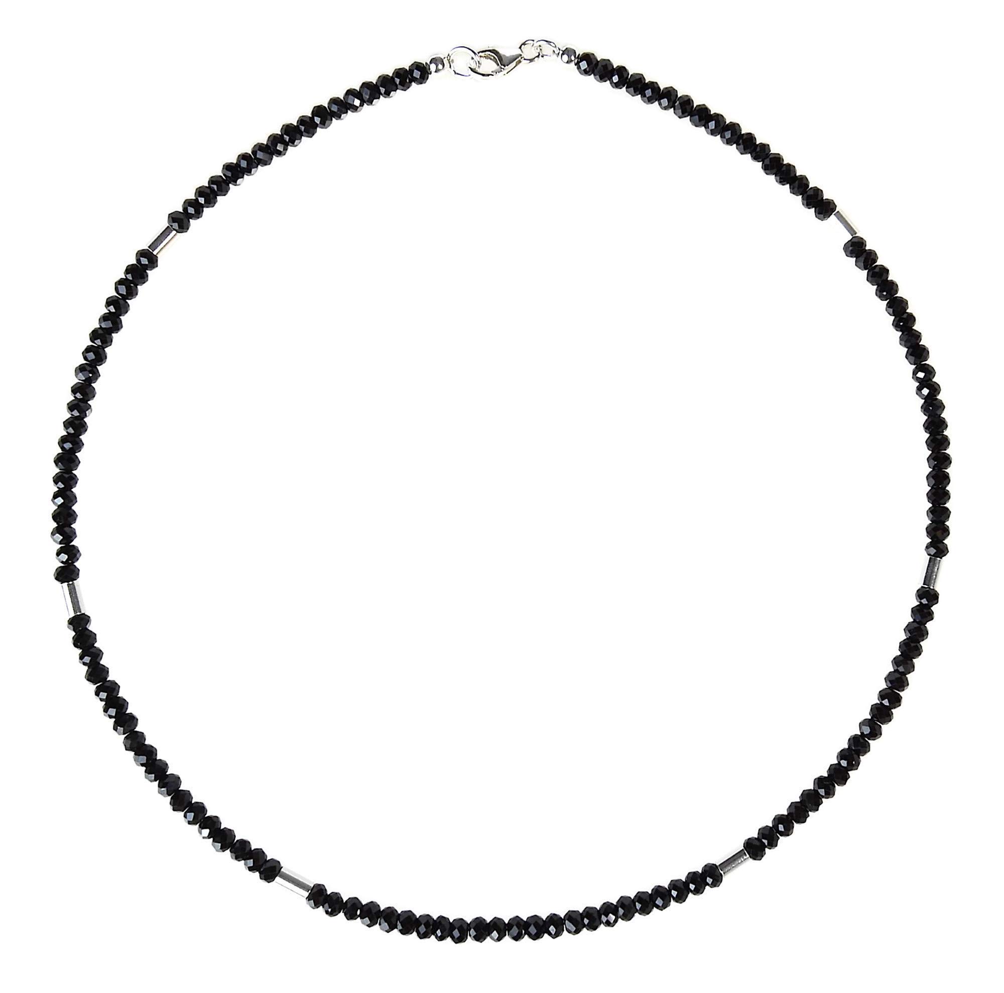 Spinell Kette schwarz 925 Silber Halskette
