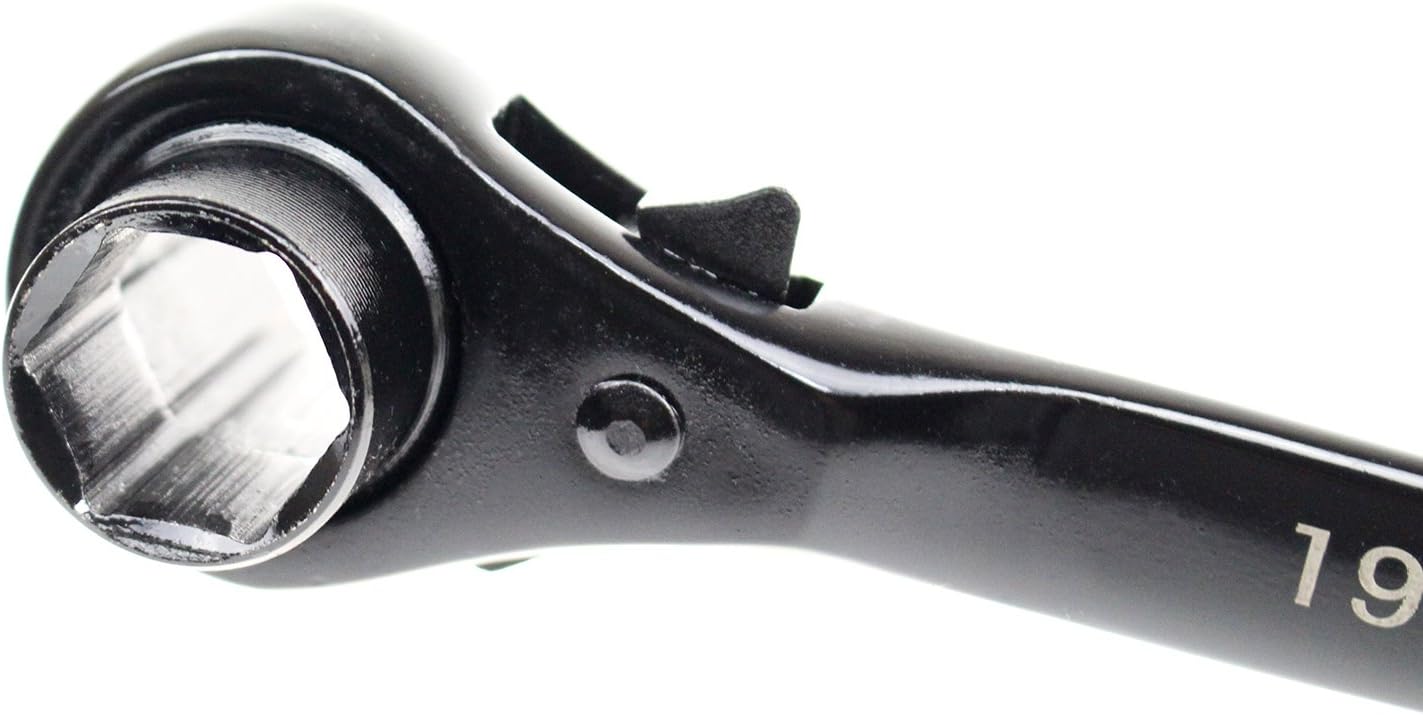 Hexagon Scaffold Podger Ratchet Spanner Ratcheting Socket Wrench Tool 19mm/22mm (Black)