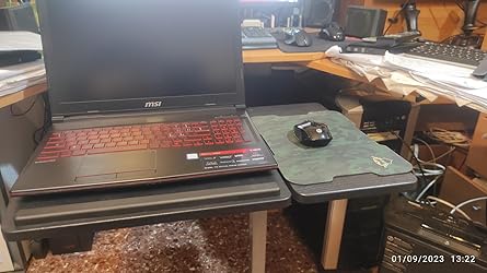 Tavolino Porta PC Regolabile Con Rotelle Bakaji - Nero, 60x40cm, Altezza 70-90cm, Perfetto Per Lavoro Da Divano - Foto 7