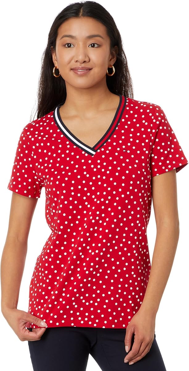 Camiseta con bandera y cuello en V Ss Core para mujer - Sólida