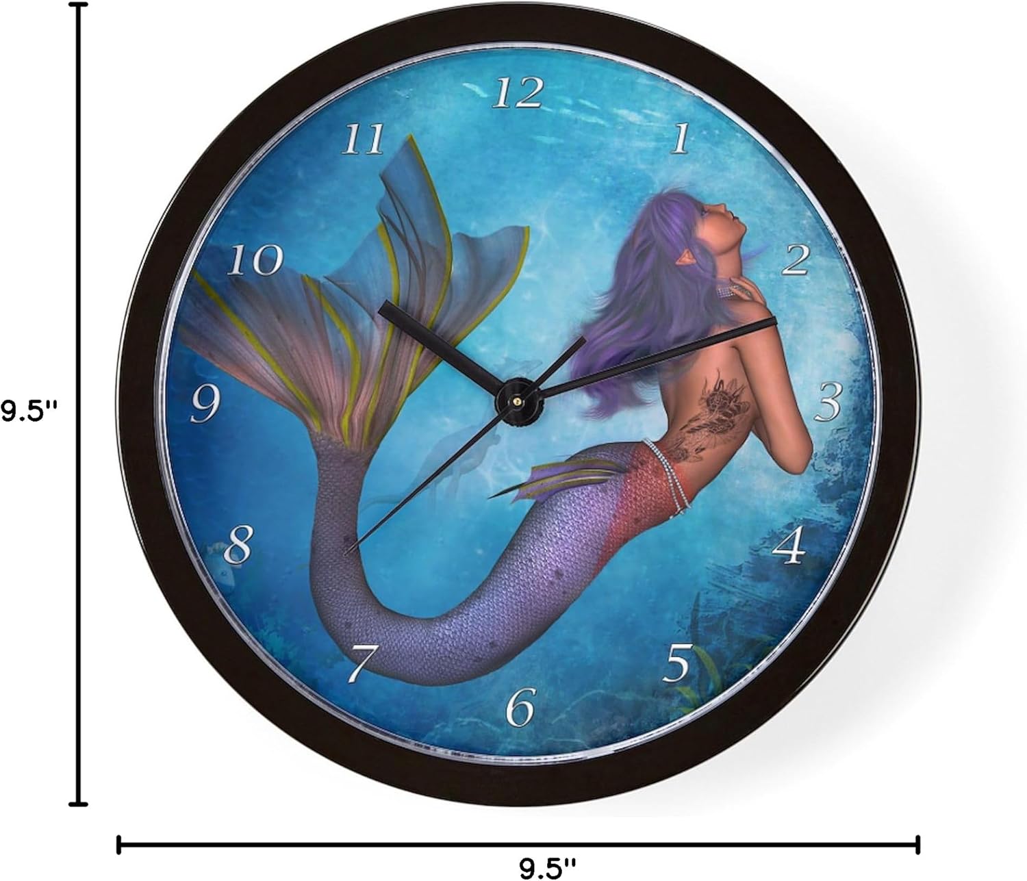 CafePress Mermaid 10" Wall Clock for Livingroom, Kitchen, or Office