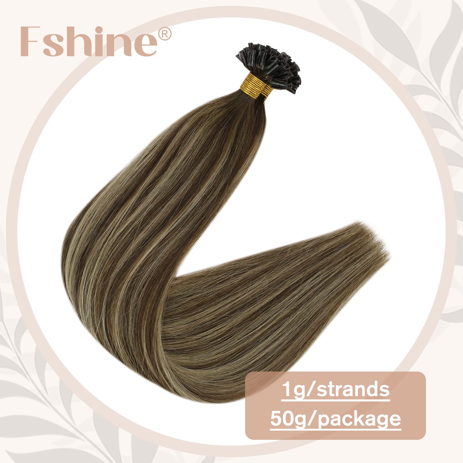 Fshine Extension Cheratina 55CM 50g Capelli Keratin Extension Lisci Hair Balayage Extensions Colore 4 Castano Scuro Con 27 Biondo Fragola E 4 Marrone Scuro Hair Extension 1g/ciocca Remy Hair Cheratina