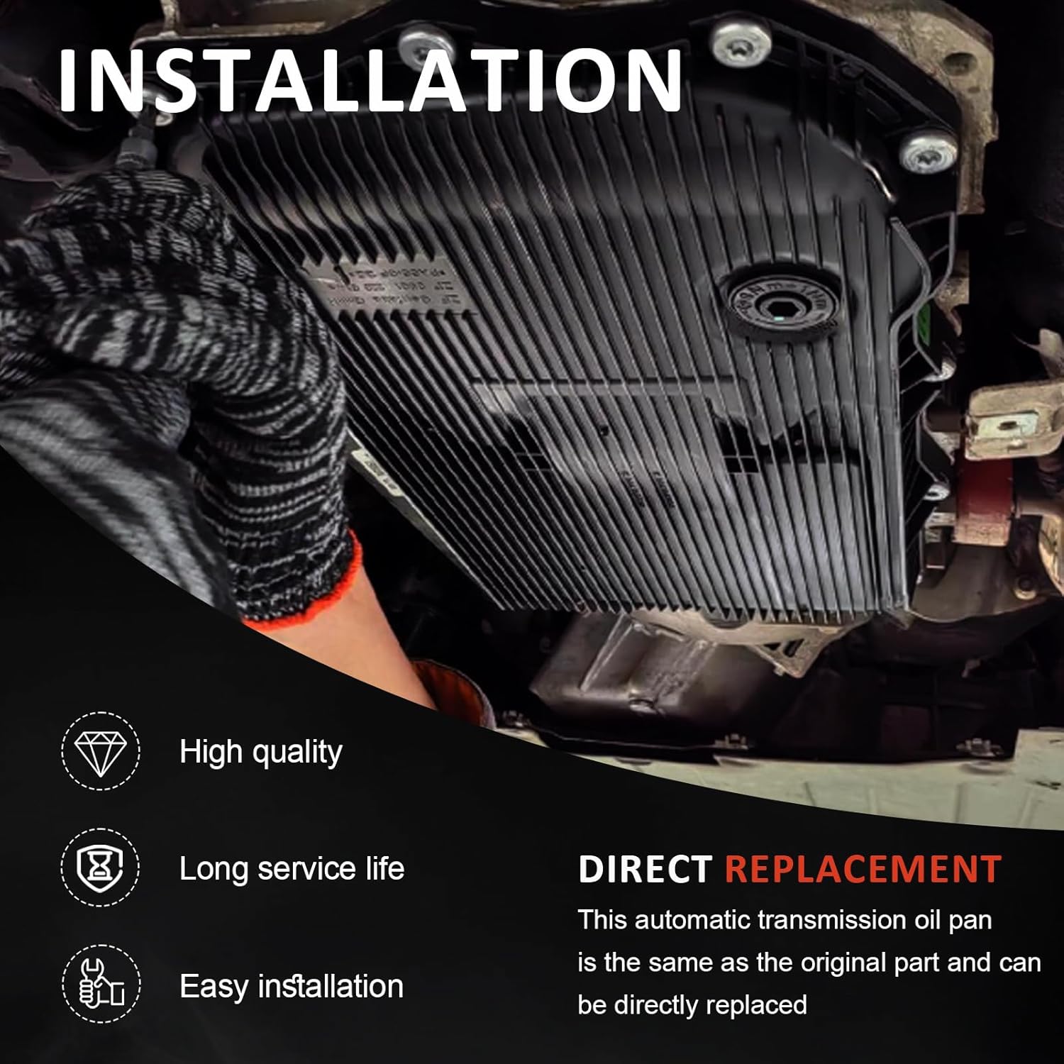 AUCERAMIC 265-850 Transmission Oil Pan with Gasket and Bolts Fit for Ram 1500 2500 3500 & Jeep Grand Cherokee & Dodge Durango Challenger Charger, Chrysler 300 2013-2021, 8-Speed Automatic Transmission