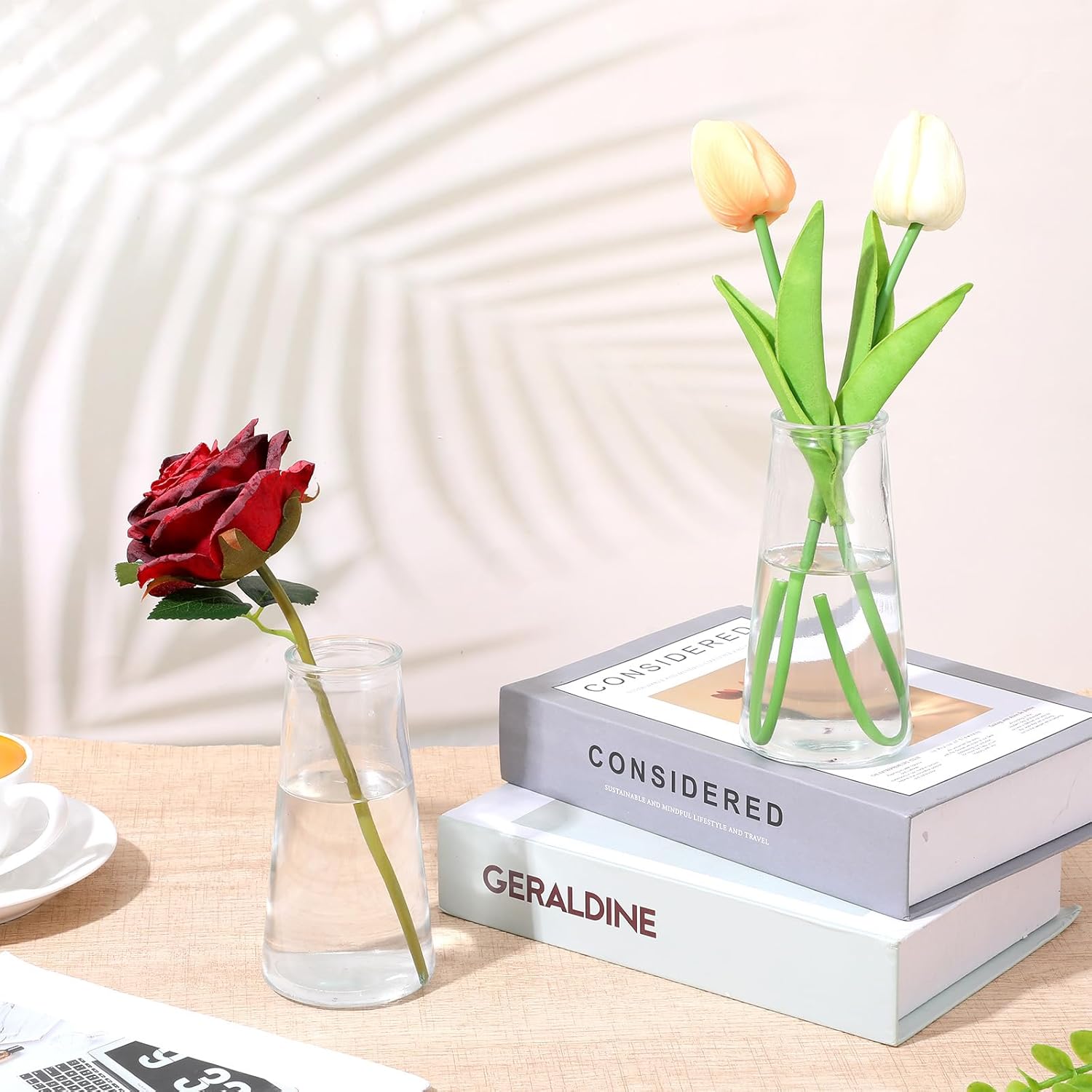 Clear Flower Vases for Centerpieces: Modern Glass Vase Set of 12 for Wedding Party Centerpiece Home Table Decor 5.3In Small Bud Vases for Flowers Rose Tulip Stems - Image 4