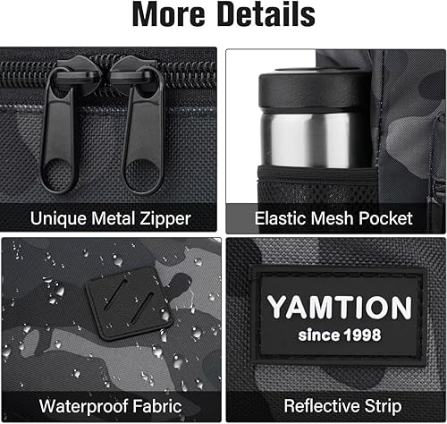 Miniatura 3 de YAMTION Mochila escolar, mochila clásica para hombres y adolescentes con puerto de carga USB para escuela secundaria, universidad, oficina, trabajo