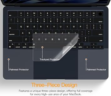 CaseBuy Palm Rest Protector Skin Set, Invisible Scratches and Wear Protection Accessories for MacBook Air 13.6 inch 2026 2025 2024 2022 with M5 M4 M3 M2 Chip A3449 A3240 A3113 A2681(Clear)