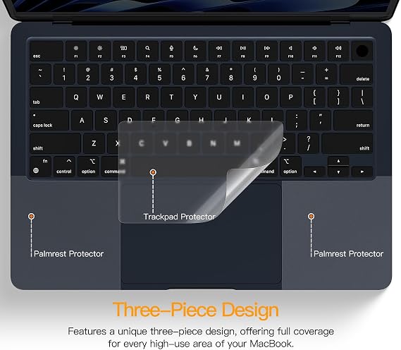 CaseBuy Palm Rest Protector Skin Set, Invisible Scratches and Wear Protection Accessories for MacBook Air 13.6 inch 2026 2025 2024 2022 with M5 M4 M3 M2 Chip A3449 A3240 A3113 A2681(Clear)