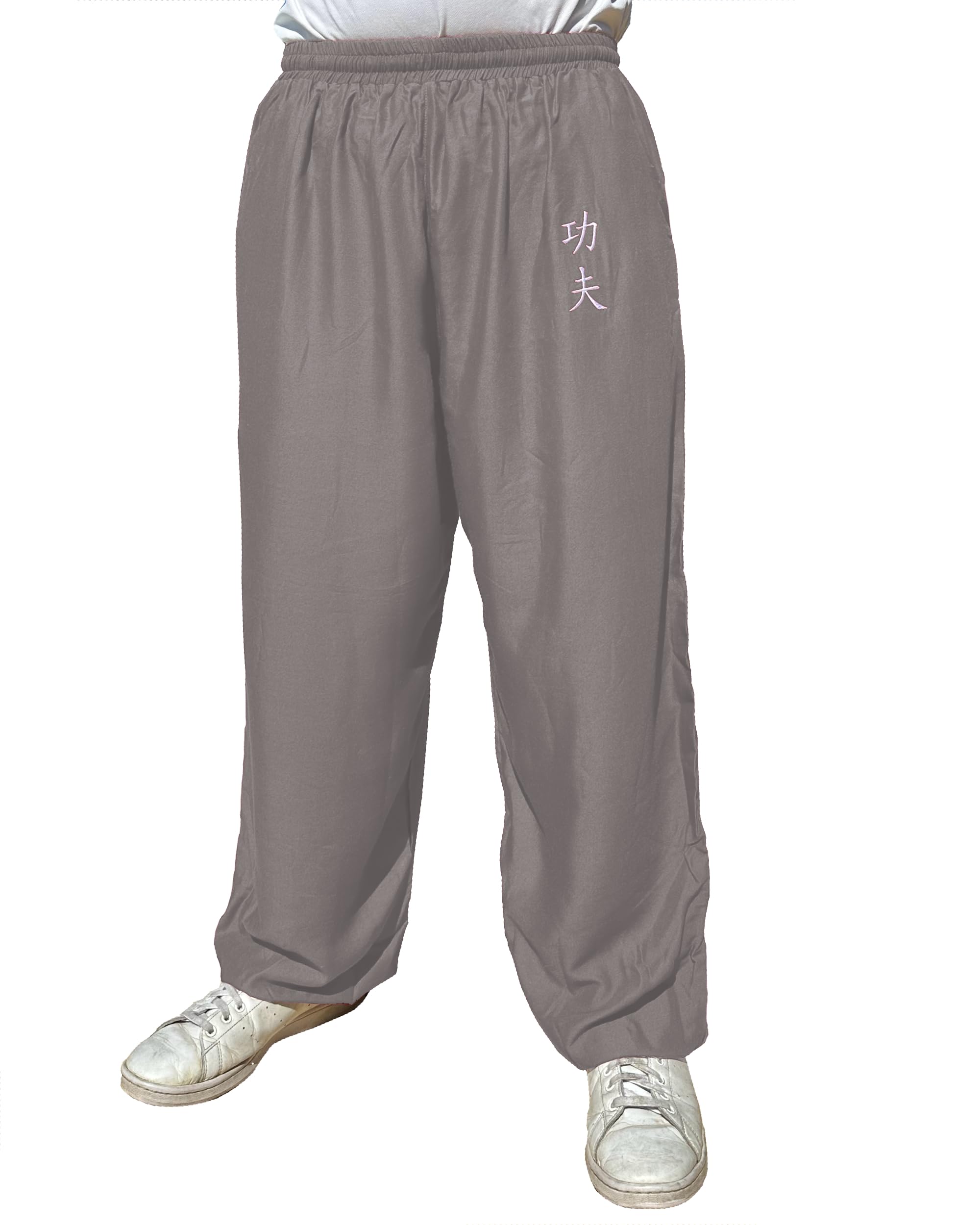 TAO MARTIAL Pantalón Kung Fu Style Tai Chi y Wing Chun Pantalón con Bolsillos Amplios de Viscosa, V3, Gris Kung Fu, S (155-165cm)