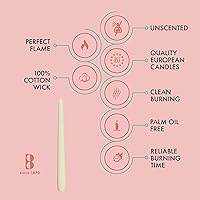 Vista 3 de BOLSIUS 20 Count Unscented 10 Inch Ivory Household Taper Candles - 8 Hours Burning Time - Premium European Quality - Smokeless Dripless Taper Marfil