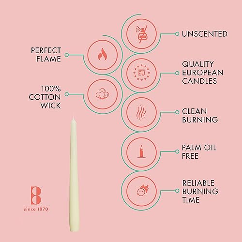 Miniatura 3 de BOLSIUS Velas cónicas largas de color marfil para el hogar, cera de alta calidad sin perfume de 10 pulgadas, 8 horas de combustión, paquete a granel