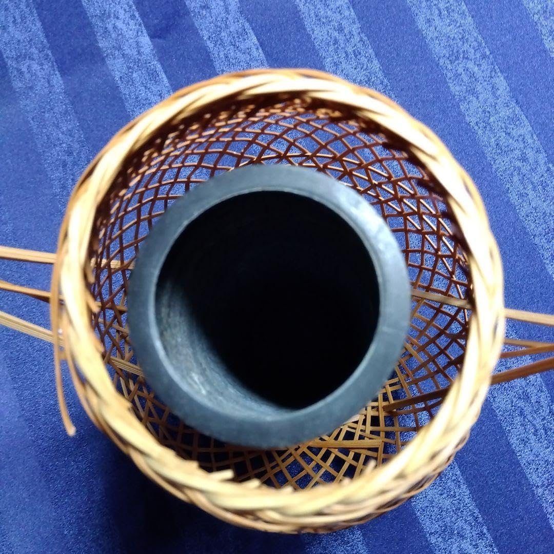 竹細工の花籠 中筒付 乙女籠 花入 茶道具 竹細工おもちゃ