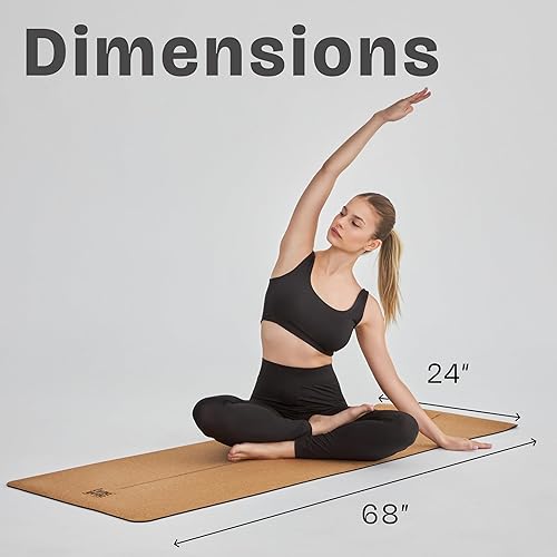 Miniatura 4 de LunaYena - Tapete de yoga de corcho, respetuoso con el medio ambiente, corcho natural antideslizante y base de goma no tóxica para mujeres y