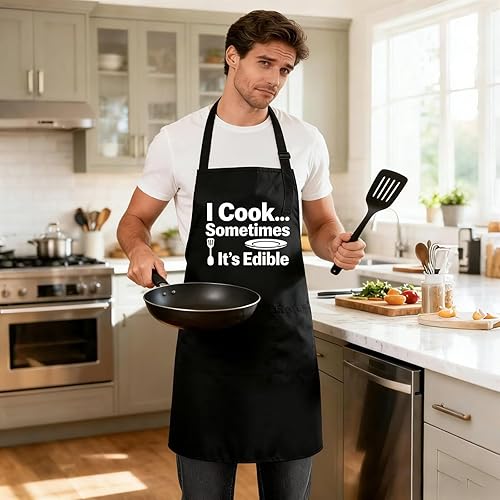 Miniatura 2 de Delantales divertidos para hombres y mujeres, perfectos para cocina, barbacoa, hornear, esposa, marido, regalo de cumpleaños para papá