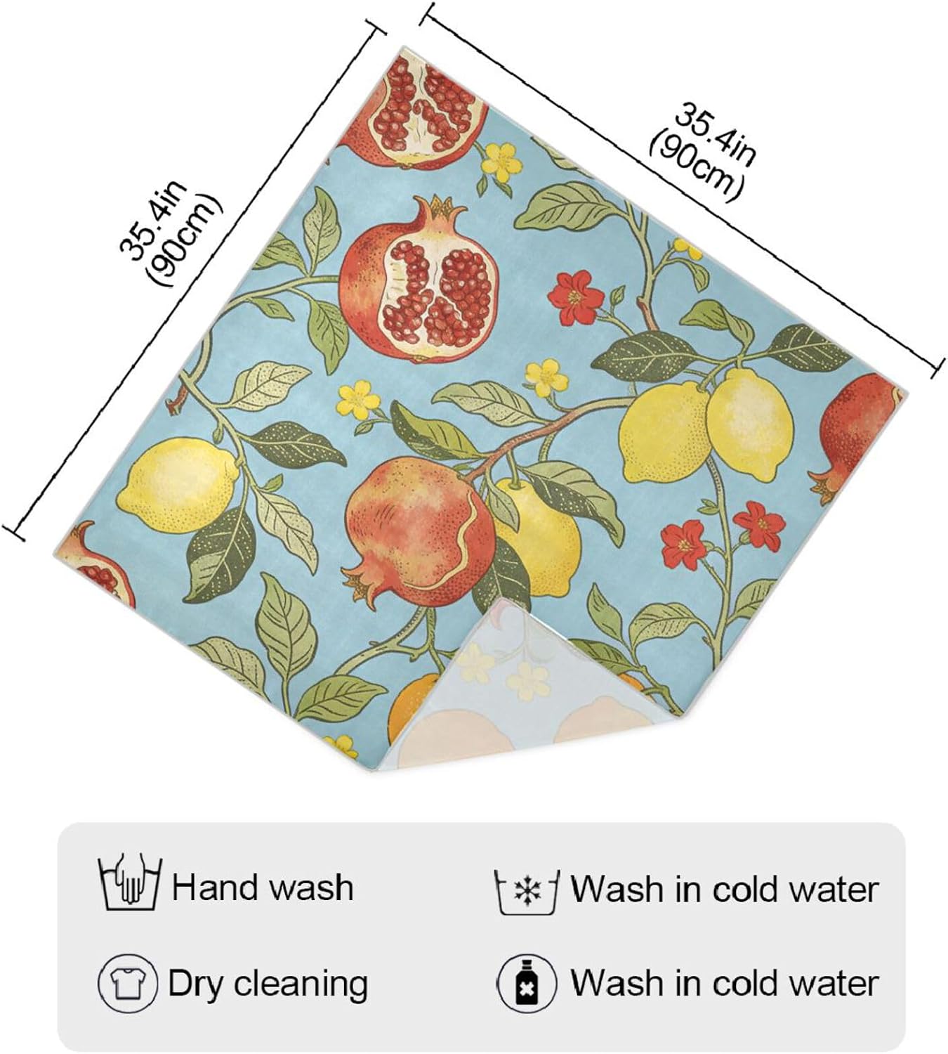 Pomegranate and Lemon William Morris Blue Square silk head hair scarf headband lightweight lightweight scarf for women for christmas chal para mujer